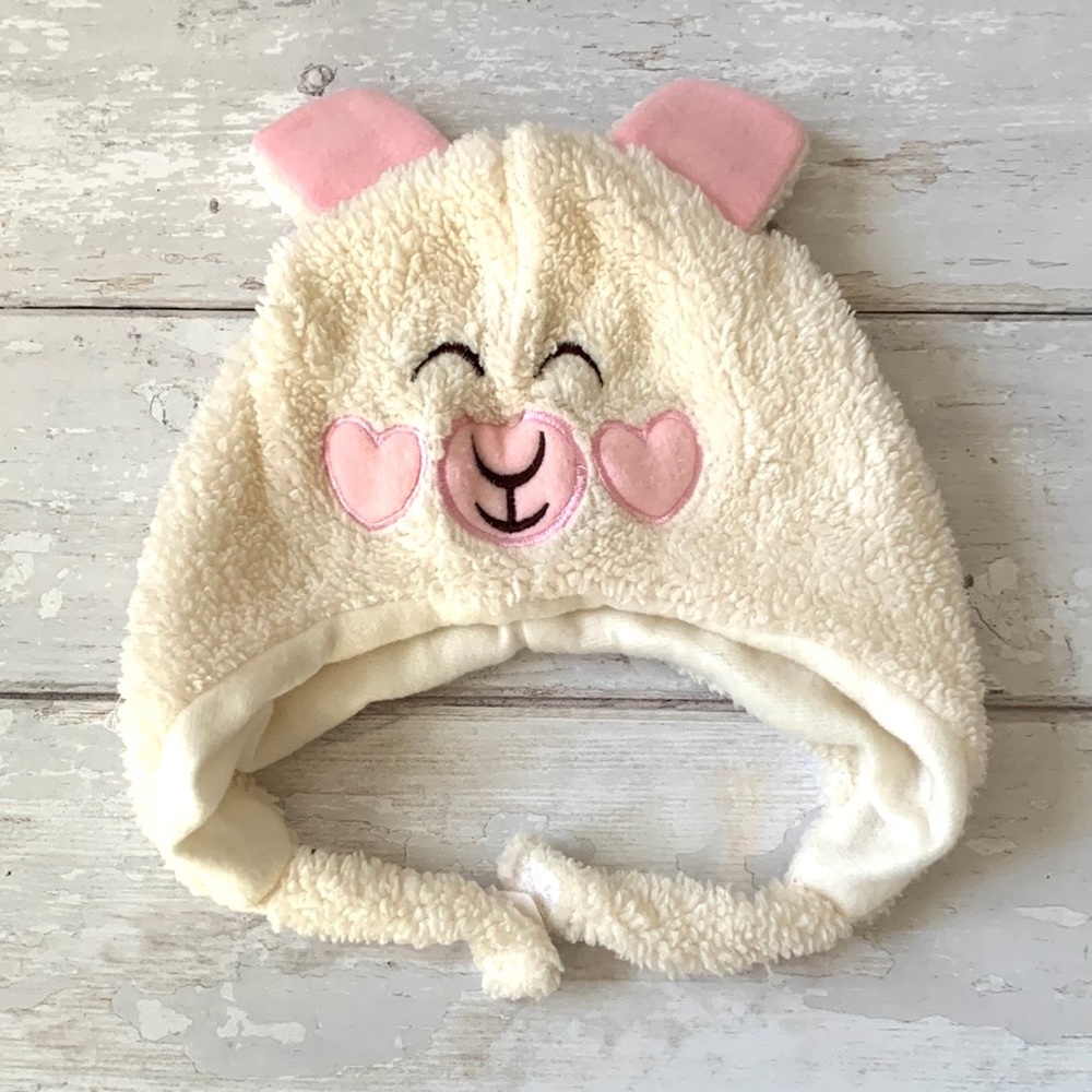Kids Fleece Lamb Costume Winter Hat Cream Animal Ears Toddler Girls Hall